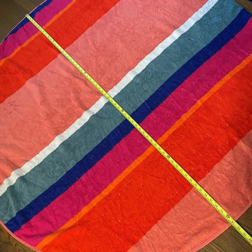NEW West Elm Round Modern Color Block Beach Towel Organic Cotton - Picture 7 of 8